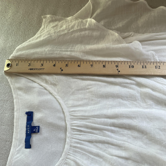 Apt 9 Shirt Women Petite Large White Layered Flowy Draped Fairy Paper White Top - Picture 7 of 10